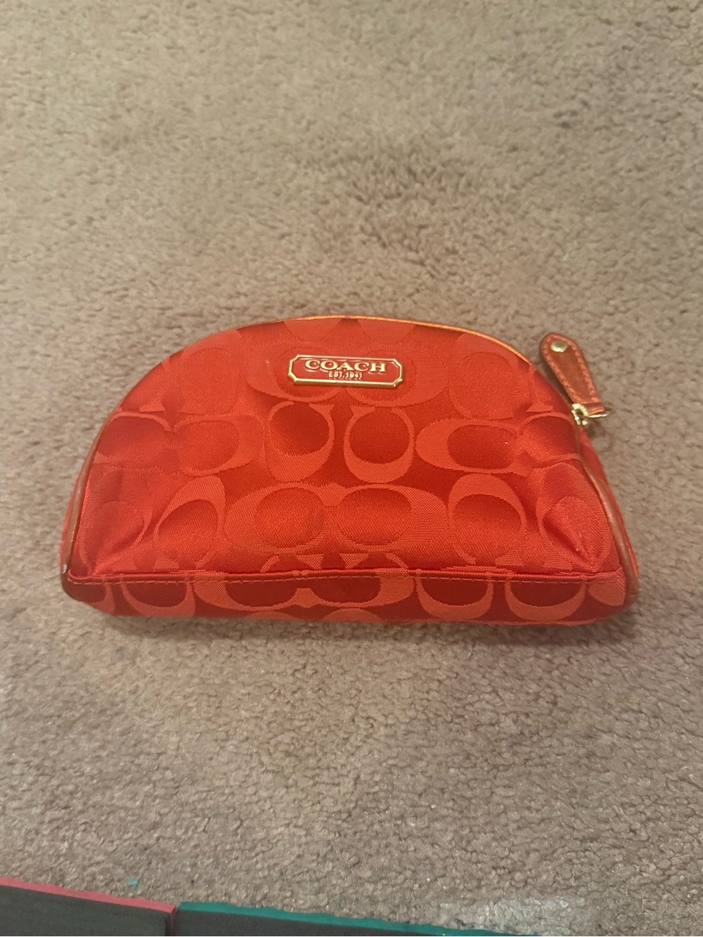 Coach Bright Orange Signature Dome Cosmetic Pouch